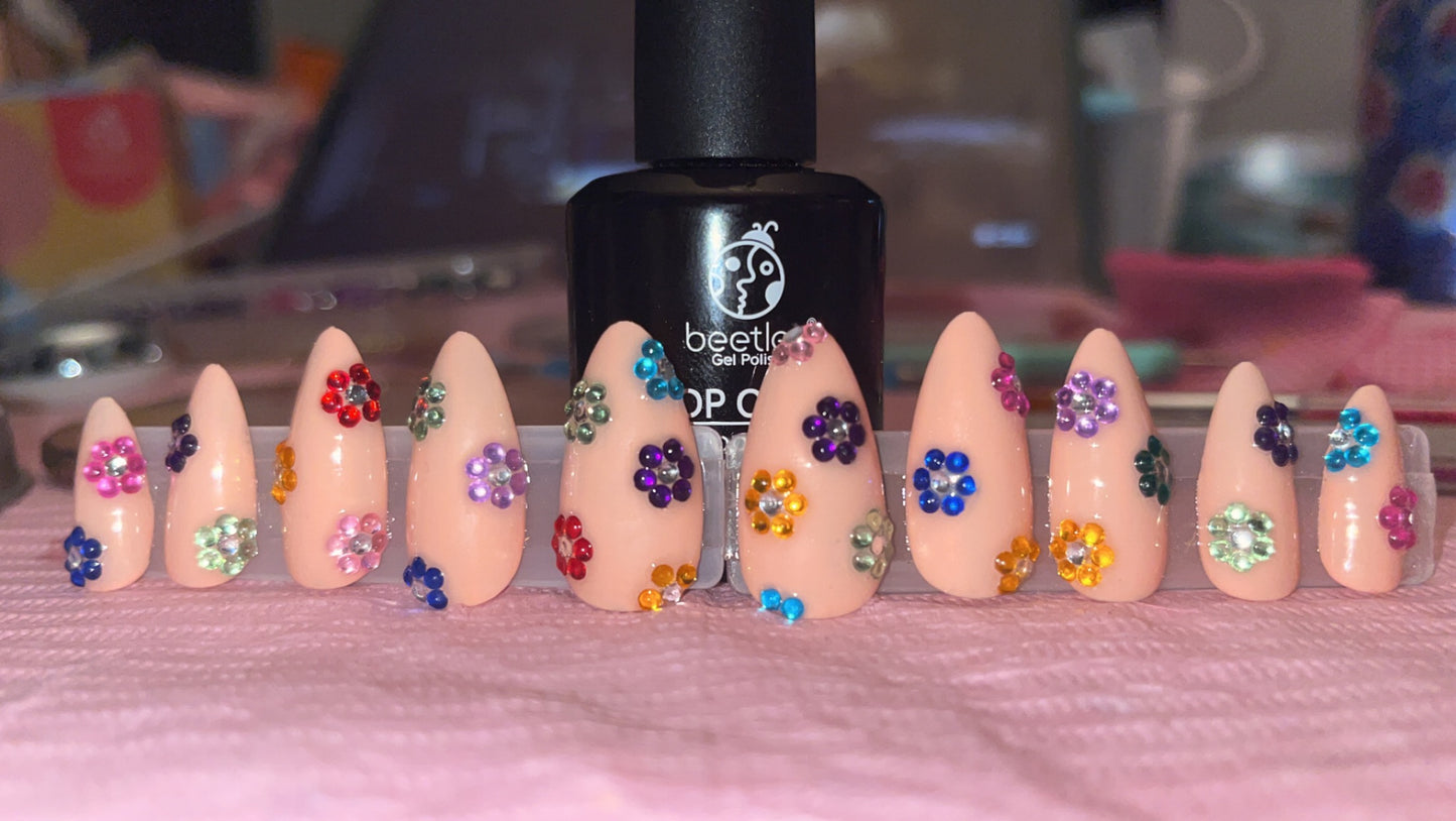 Gem Flowers Nails