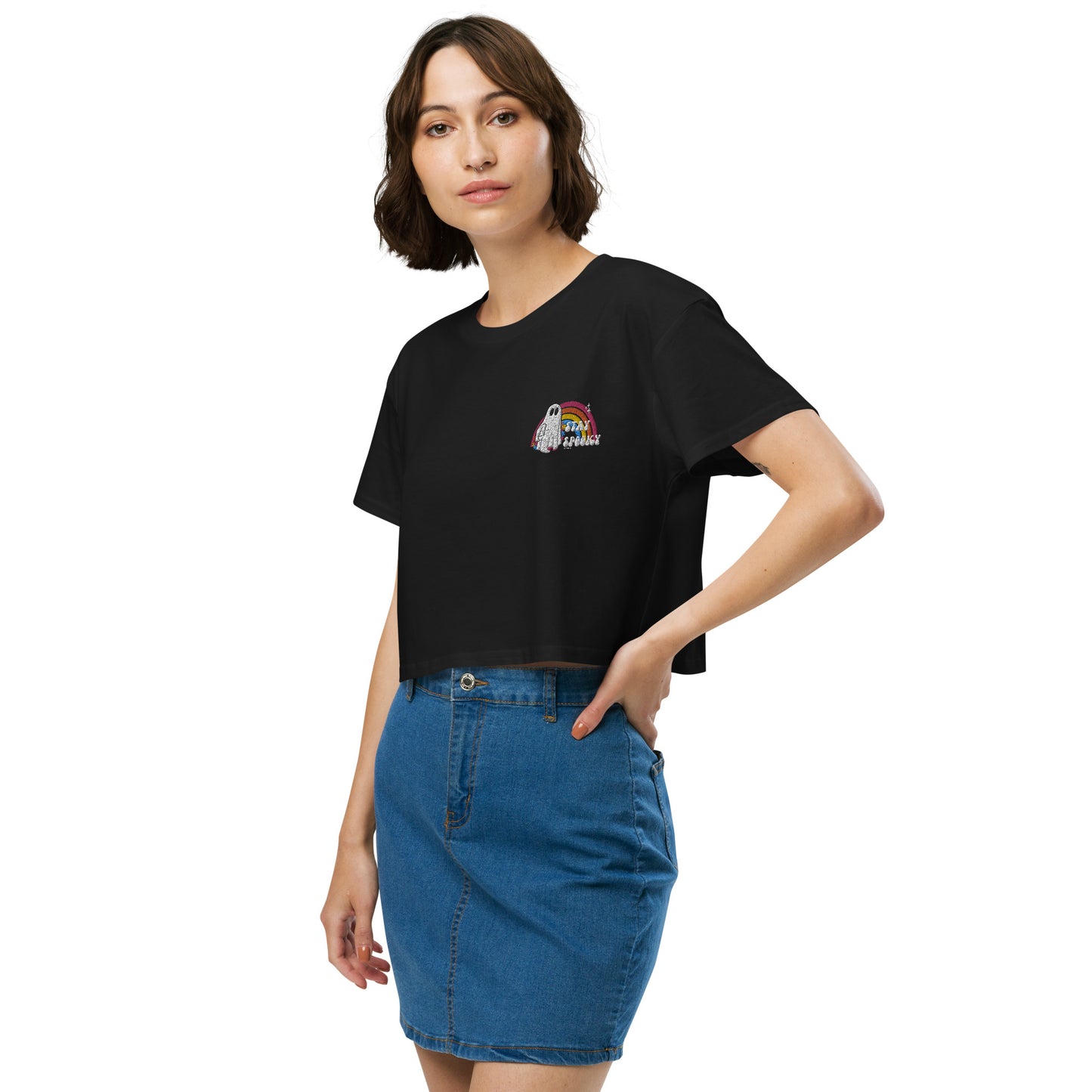 Stay Spooky Embroidered crop top