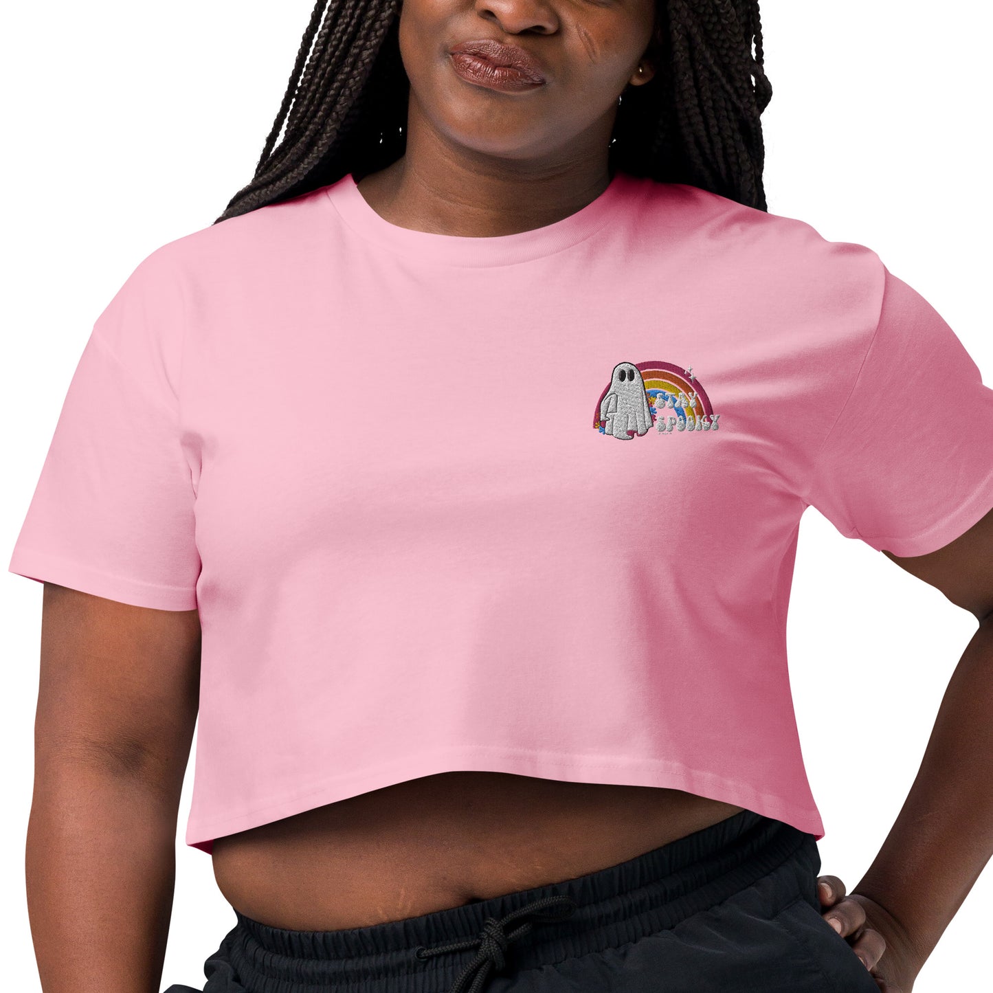 Stay Spooky Embroidered crop top